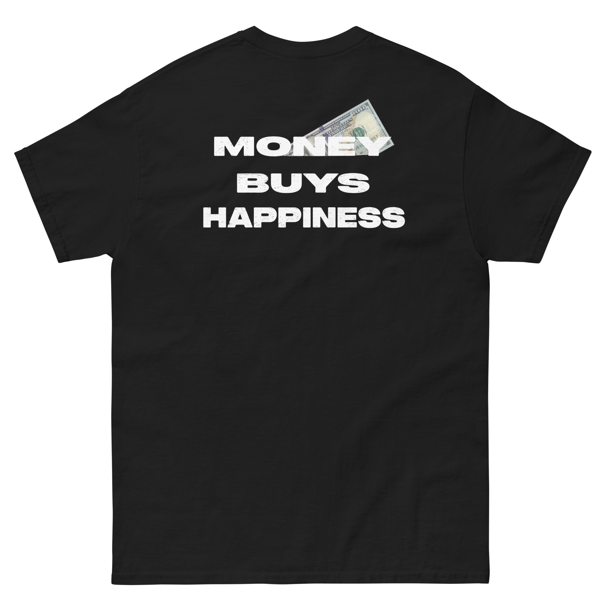 money buys happiness black tee