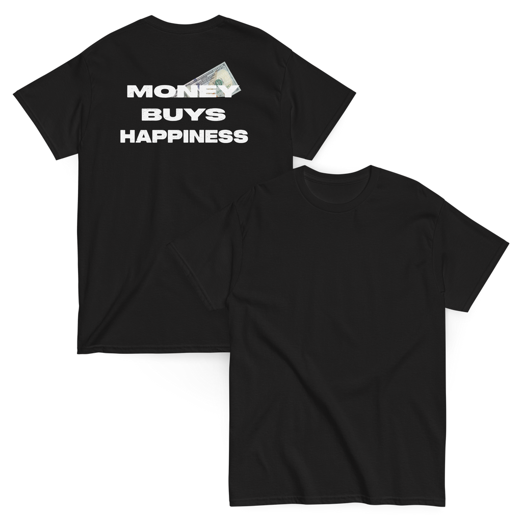 money buys happiness black tee