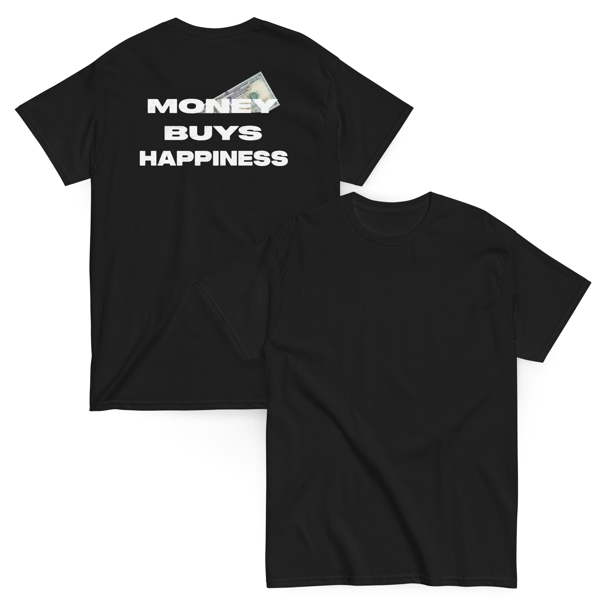 money buys happiness black tee