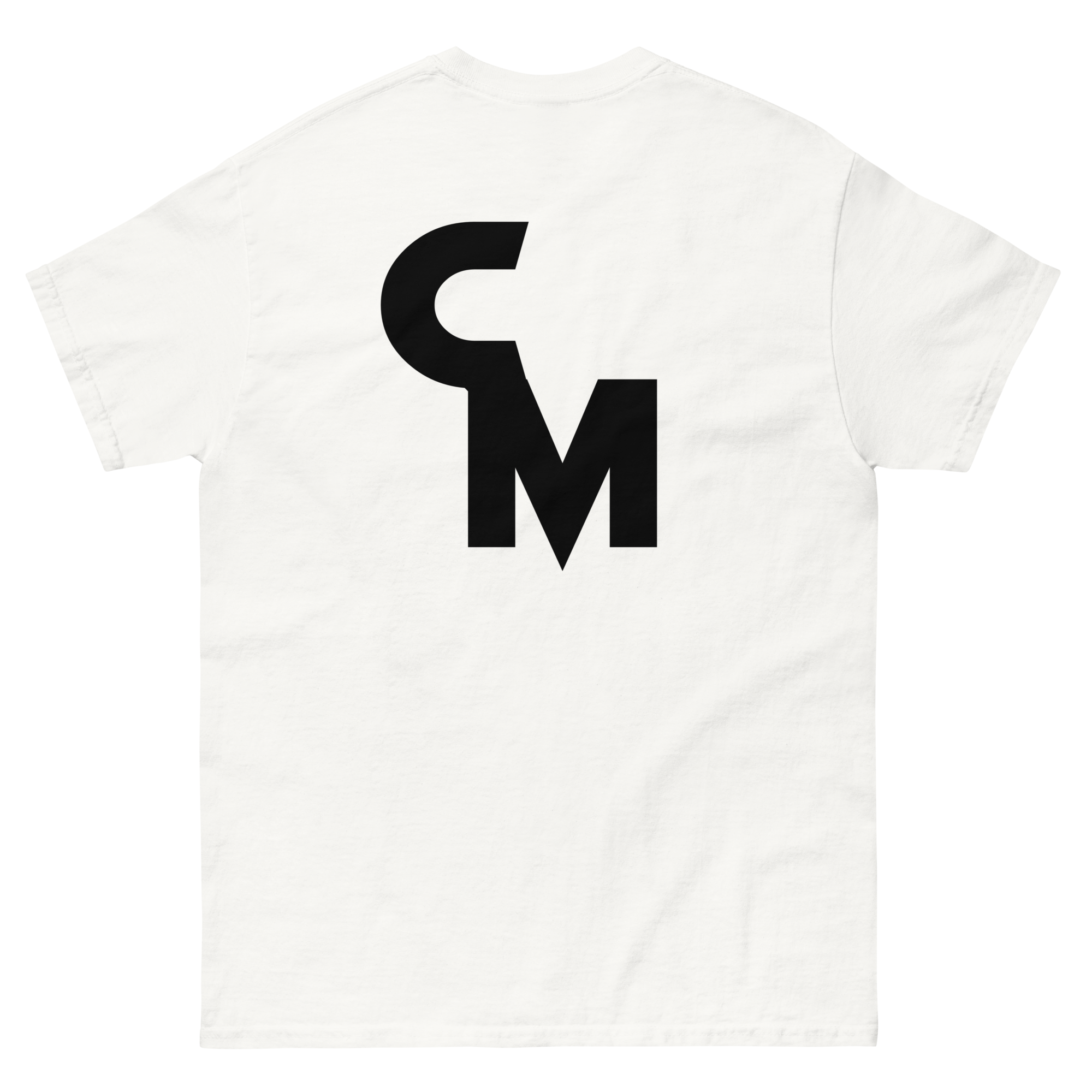 CM logo white tee