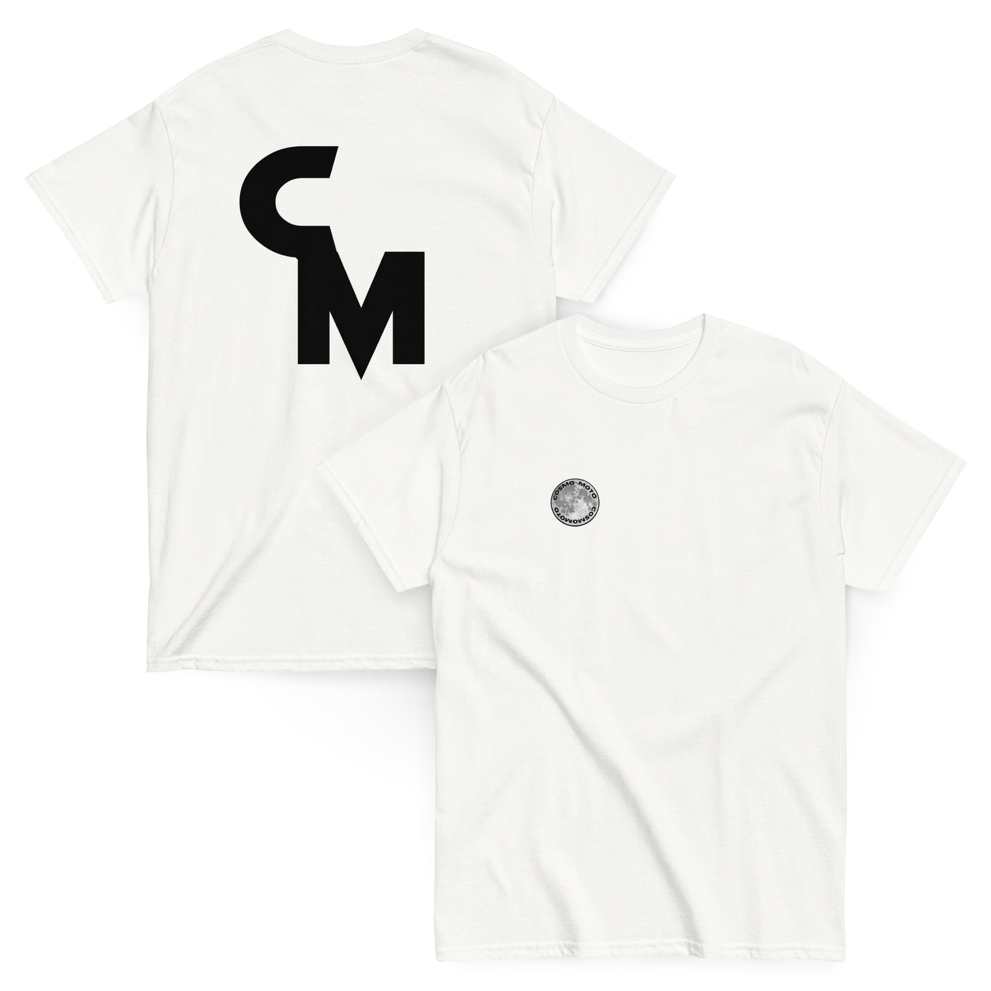 CM logo white tee